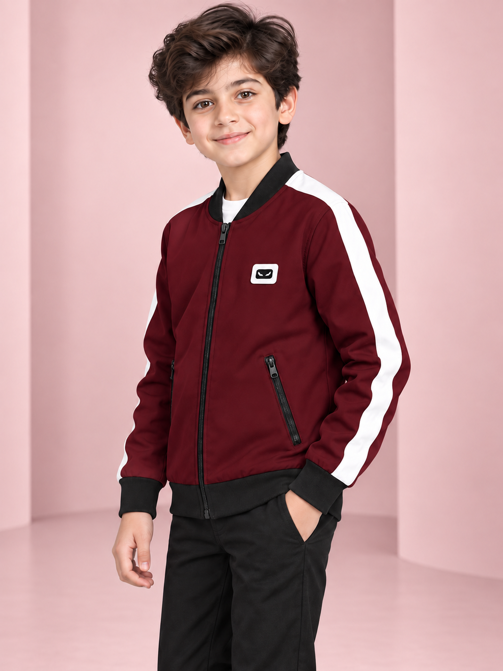 ZYRONA Boys Full-Zip Lightweight Track Jacket with High Collar