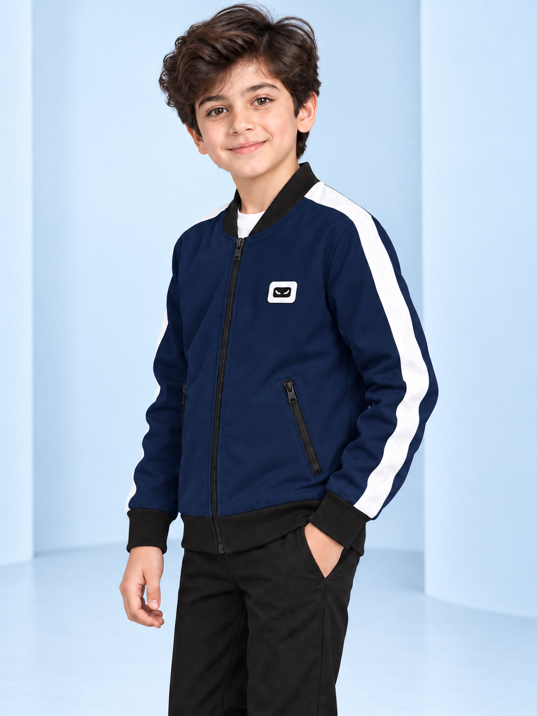 ZYRONA Boys Full-Zip Lightweight Track Jacket with High Collar