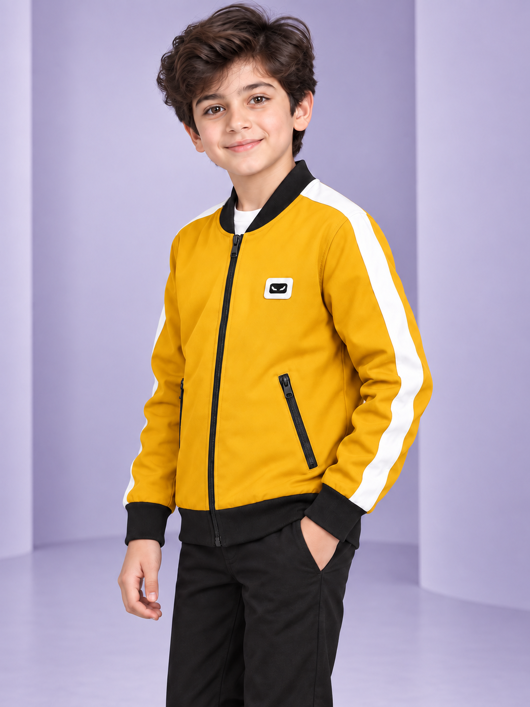 ZYRONA Boys Full-Zip Lightweight Track Jacket with High Collar